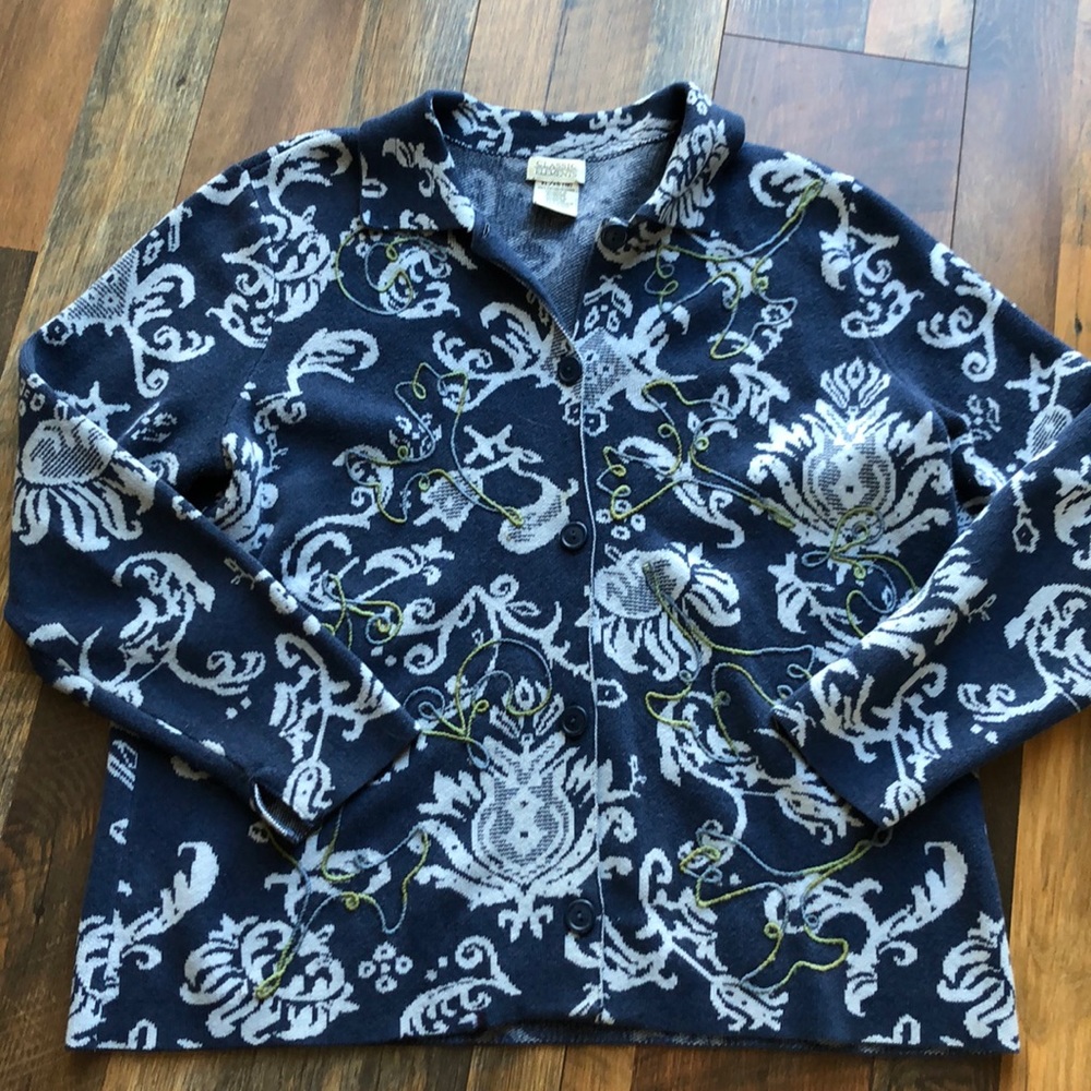CLASSIC ELEMENTS Button Front Sweater Blue size XL